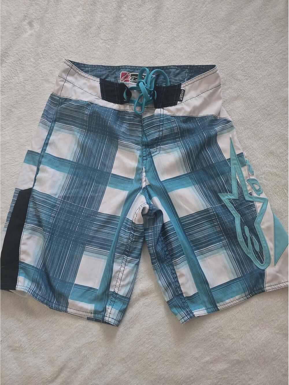 Alpinestars Blue and White Plaid Board Shorts Size 28